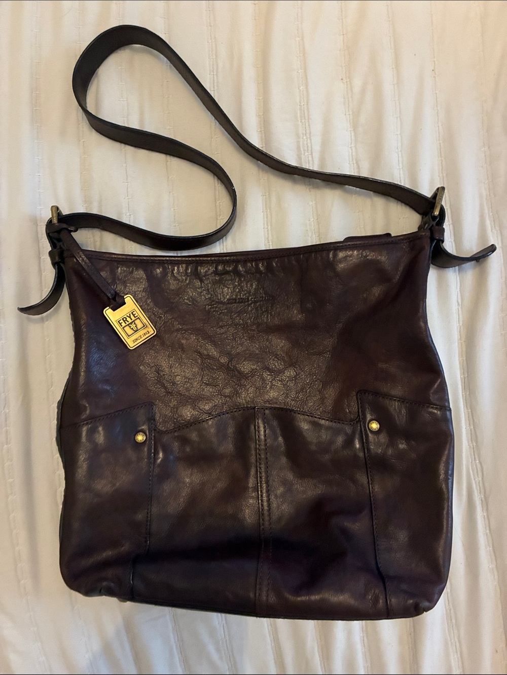 Frye Dark Brown Leather Crossbody Tote